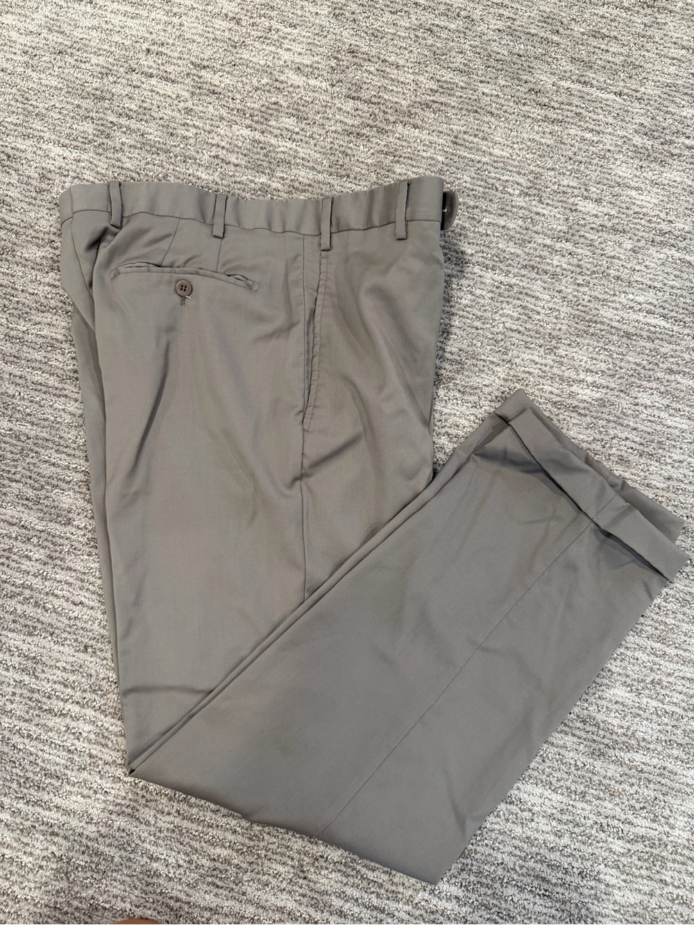 Zanella Todd Mens 35 Dress Pants Grey 100% Virgin Wool Made In Italy Cuffed